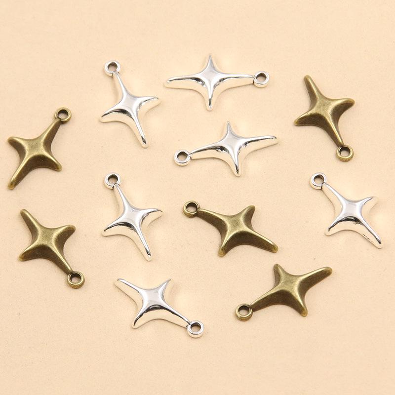 3 Colors 11x19mm DIY Alloy Retro Star Pendant - Handmade Jewelry Charm Accessories