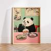 Japanese Black Cat Eating Sushi Frog Ramen Art Print Wall Decor Kitchen Dining Poster Aesthetic Unique Cat Lover Gift Poster