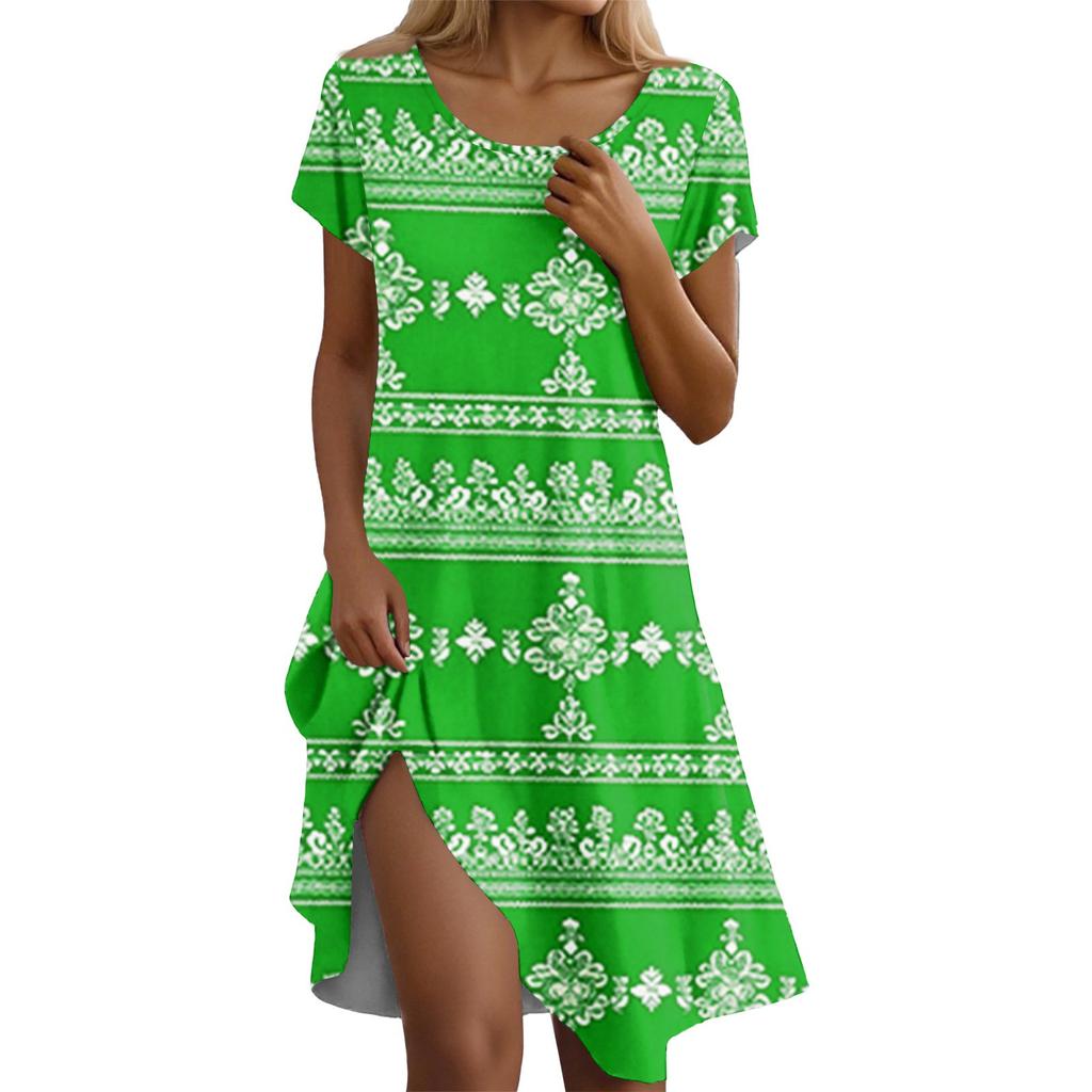 Women's Casual Short Sleeved Dress With Floral Print And Pocket Design And Pocket Design