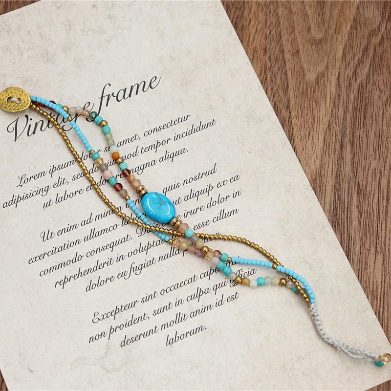 

Boho Style Colorful Beaded Natural Stone Crystal Woven Bracelet