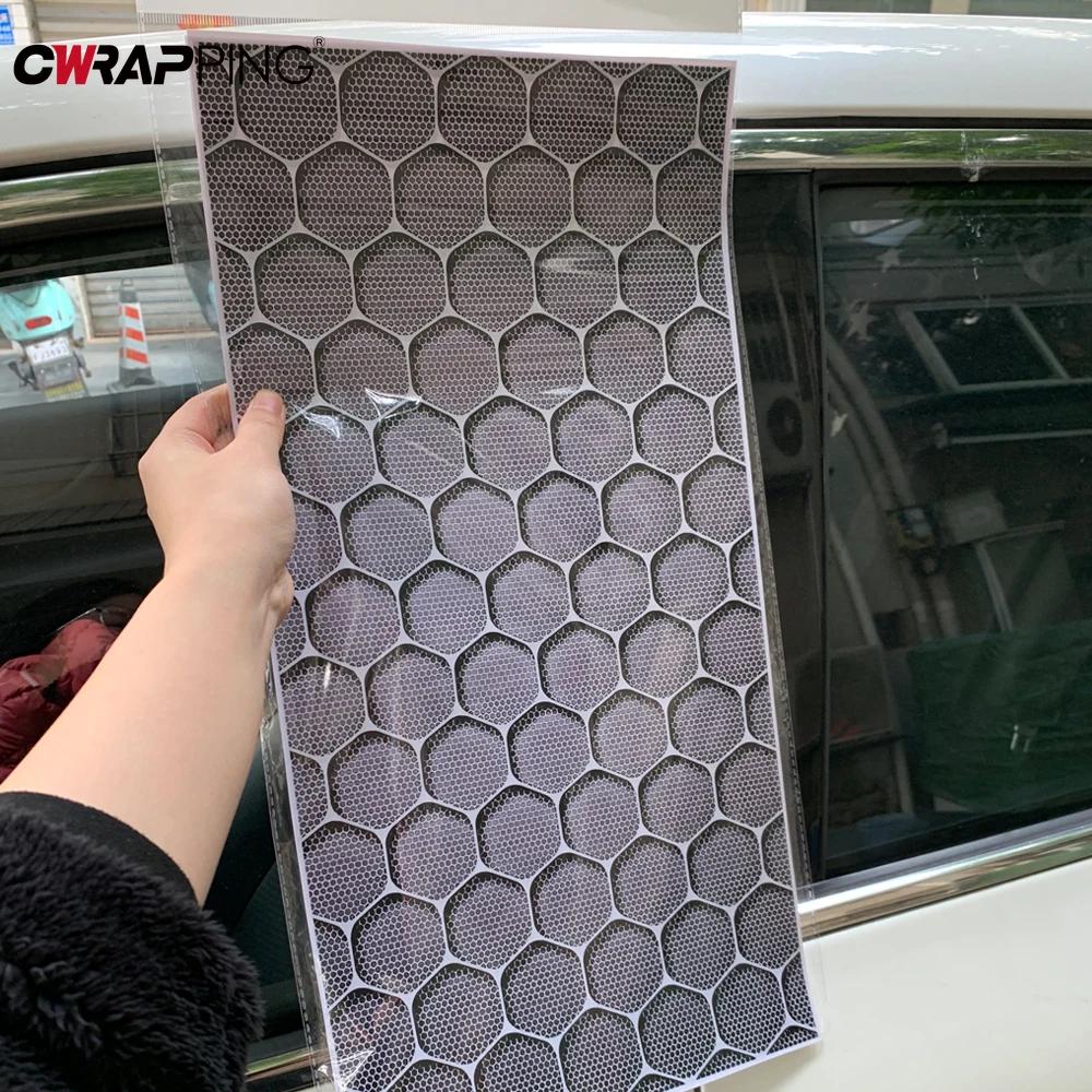 Car B Pillar Sticker Honeycomb Hexagon Auto Center Column Decoration Cover Scratches Waterproof Decals for Truck Car Accessories