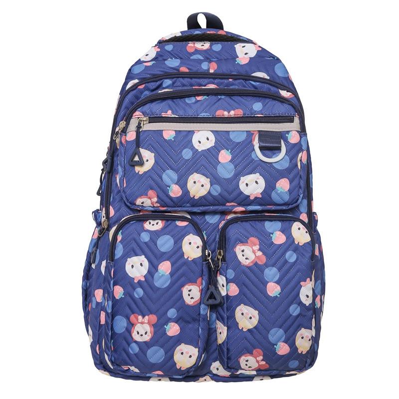

Disney Minnie Daisy Strawberry Cartoon Pattern Multi Pocket Student Backpack синий