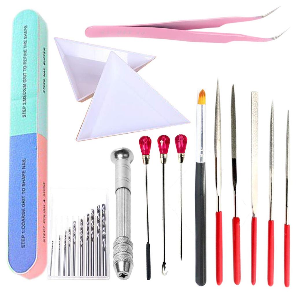 Felimore UV Resin Basic Tool Starter Stirrer Kit Drill, Tweezers, File, Brush, (14-Piece Set)