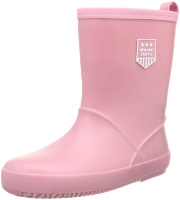 Botas de Chuva Infantis da Oriental Traffic, Leves, de Cano Médio, com Painéis Refletivos, Tamanhos 15-22cm, Unissexo, para Meninos e Meninas, K-201, Rosa, 16.0cm