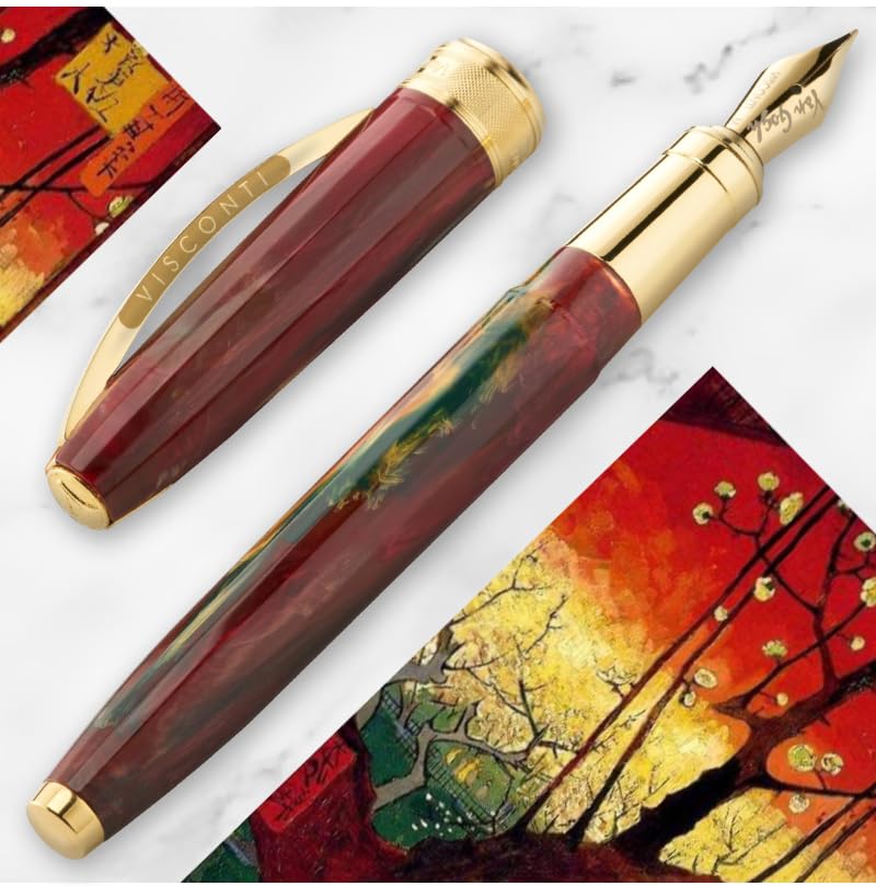 Visconti Van Gogh Plum Garden Red GT Fountain Medium Pen, Nib, KP12-23-FPM