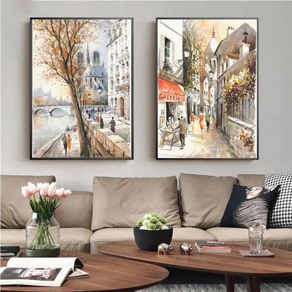 Canvas Paintings Home Decor HD Prints Posters Abstract City Street Landscape Pictures For Living Room Wall Art Framework