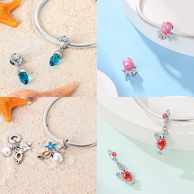 Original Kupfer See Krabbe Schildkröte Oktopus Charm Perlen Passen Armband Zubehör Charms Schmuck Frauen Feiner Schmuck Geschenk
