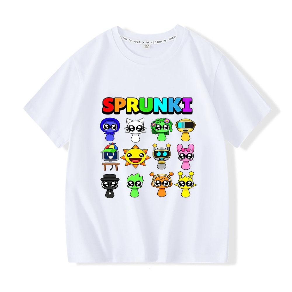 Game Sprunki Children's T-Shirt 100% Cotton Cute Grils Boys Kids Tops Cartoon Print Tees Casual O-Neck Short Sleeve Summer Wear