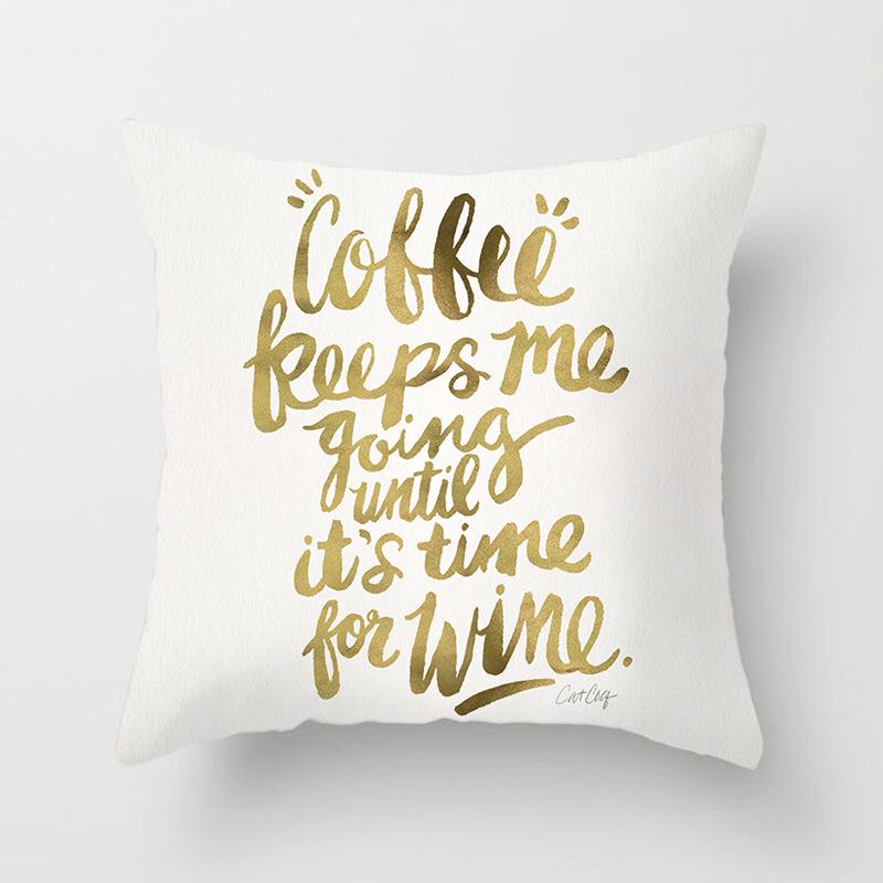 Home Furnishings Simple Golden Sofa Pillow Cover Digitally Printed Car Cushion Cover