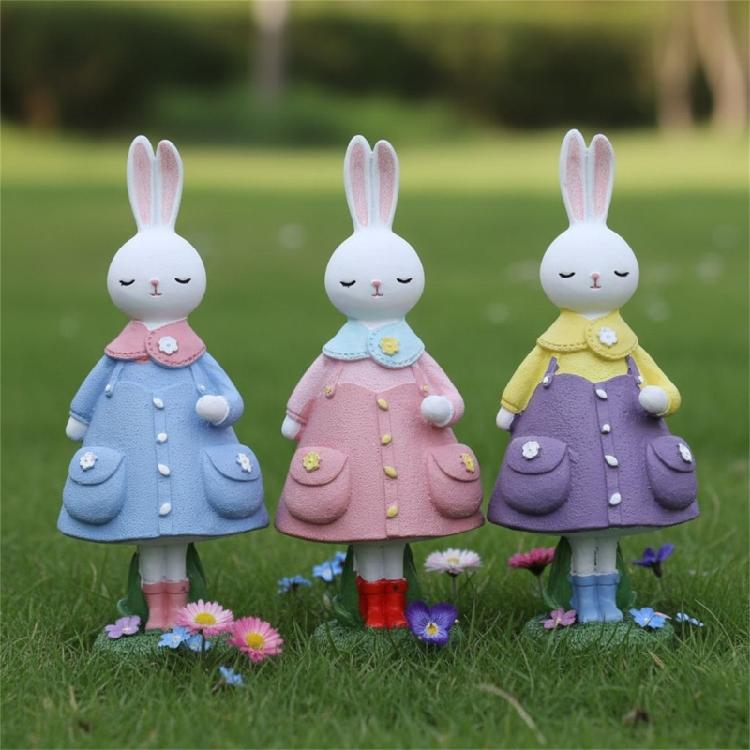 Elegant Rabbit With Dress Display Piece Easter Party Supplies Seasonal Home Accent Suitable For Various Interior Styles