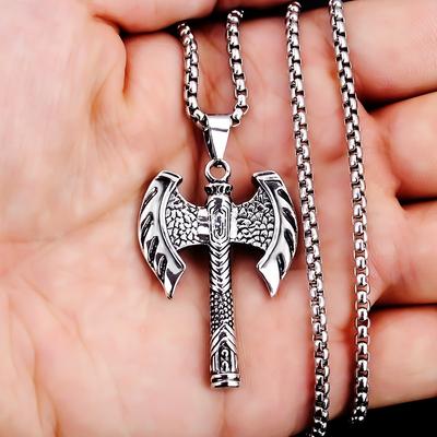 Accessoires pour hommes Pendentif Hache Viking Acier Titane Personnalisé Acier Inoxydable Vintage Collier