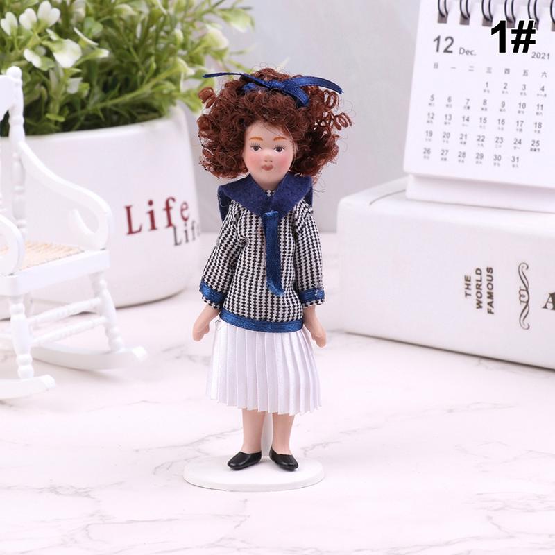 1Pc Dollhouse Miniature Porcelain Victorian Beauty Lady Dolls Dollhouse