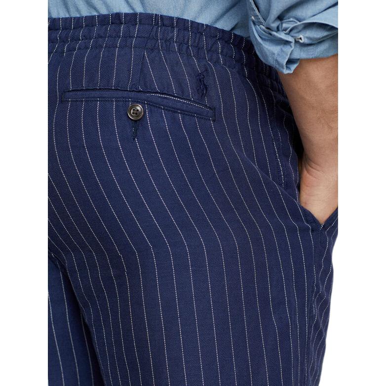 Polo Ralph Lauren Striped Elastic Tapered Casual Pants Men Bottoms Navy-Blue 710927863-001