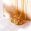 Evil Eye Necklace: 18K Gold-Plated Zirconia Sliding Pendant