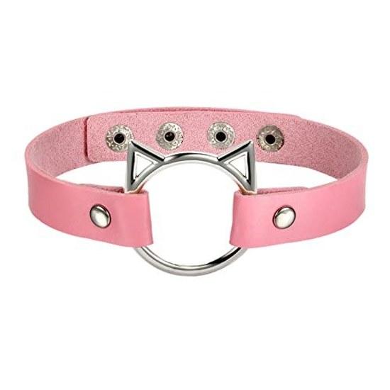 Flongo Collar Human Choker Ladies Leather Soft Accessory Cute Harajuku Style Princess Cosplay Fashion Small Items Adjustable Popular Valentines Day