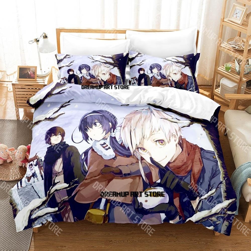 Modisches Bungo Stray Dogs Anime Bettwäsche-Set Einzelbett Twin Full Queen King Size Bettwäsche-Set Kinderzimmer Bettbezug-Sets Bettlaken-Set