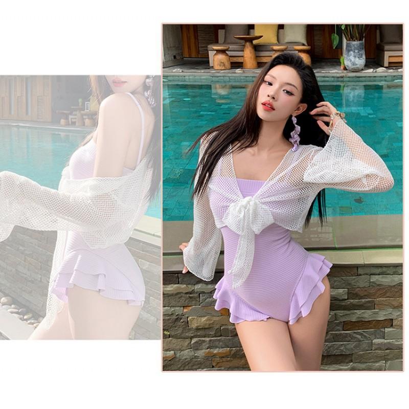 High-end Pure Desire Conservative Covering Abdomen Showing Slimming Sexy Hot Seaside Vacation One-piece Swimsuit Woman
