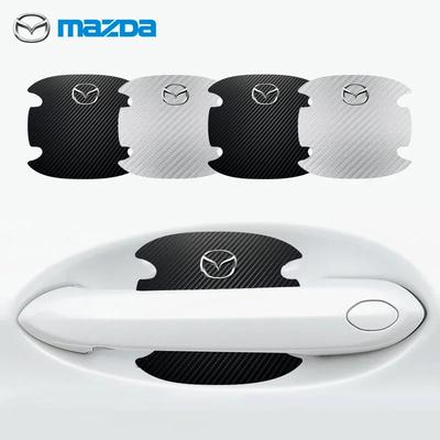 4 szt. Naklejka ochronna na miseczkę drzwi samochodu folia ochronna na klamkę drzwi włókno węglowe Do Mazda 3 6 Atenza Axela Demio CX3 CX5 MP MS RX8