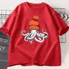2026 Summer Unisexs 100 Pure Cotton Octopus Print Round Neck Tshirt Unisex Casual Versatile Soft Breathable Short Sleeved Shirt