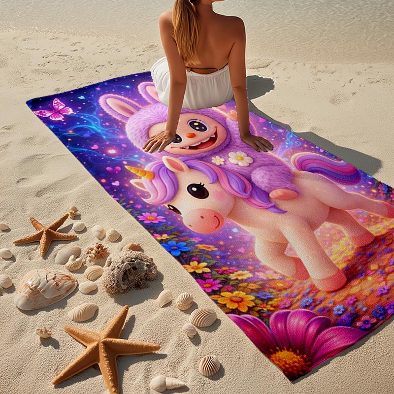 Fantasy Labu-bu Unicorn Journey Beach Towel, Super Soft Microfiber, Gift for Her/Him, Birthday, for Pool, Beach, Travel, Home Decor Fan Gifts