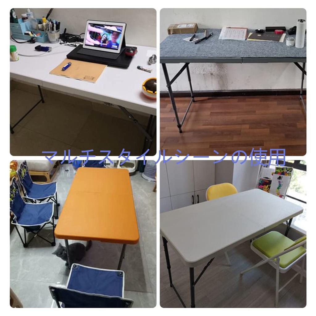 Hushijue Folding Table Outdoor Table for Picnic Leisure Camping Width 122cm Height Adjustable In 3 Levels (White-122cm)