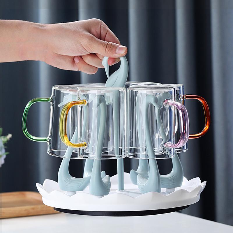 

Вращающаяся подставка для чашек и чайных чашек в виде лебедя: Креативная сушилка для посуды и подставка для винных бокалов