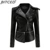 BITCED Women's Leather Jacket with Detachable Hem Spring/Autumn Coat Fashionable Casual Jacket