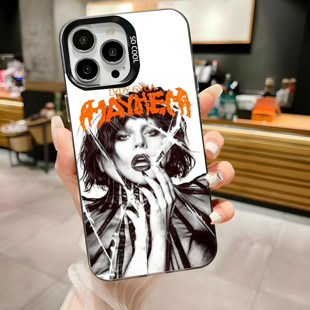 

L-LADY GAGA MAYHEM Phone Case For iPhone 16,15,14,13,12,11,Pro,Max,Plus,Mini,XS,SE Anti Fall Black Matte Hard Bumper iPhone12