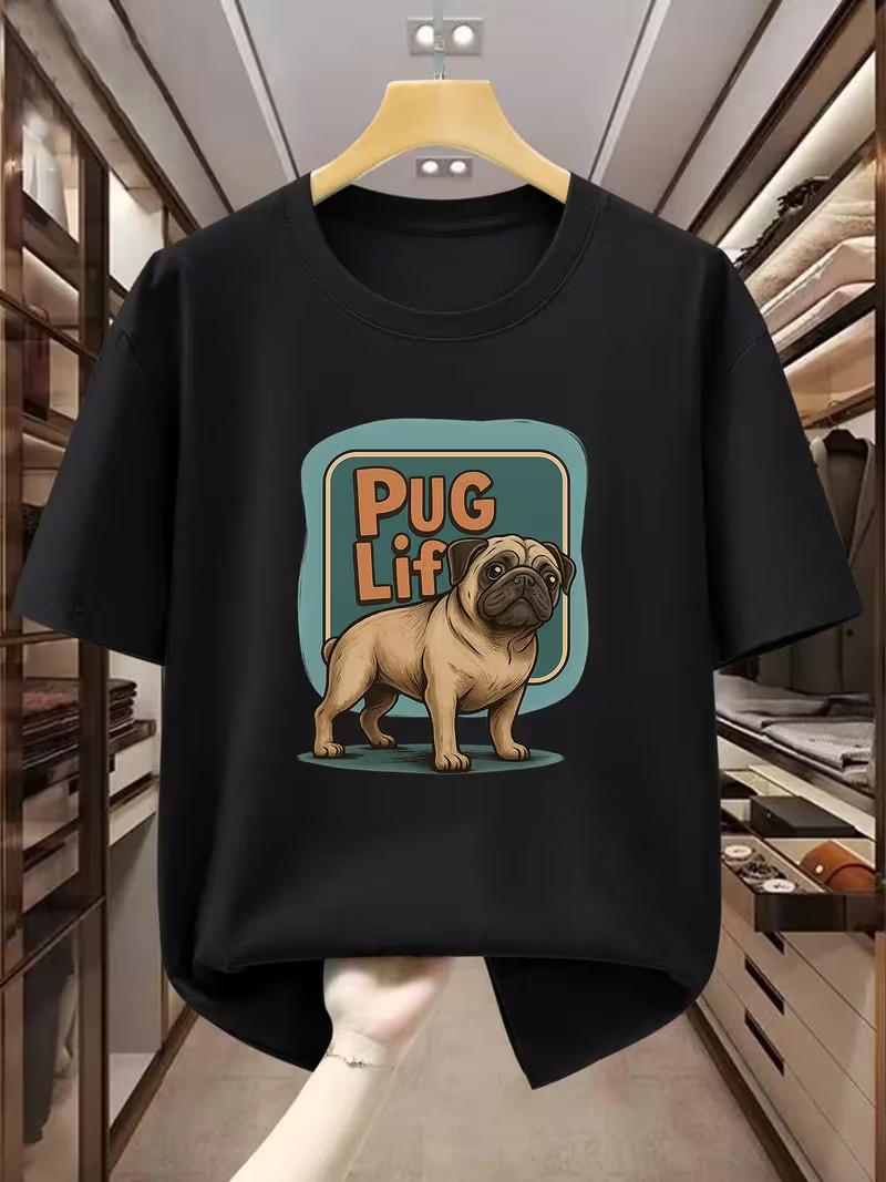 

Men s Cotton Pug T-Shirt Cute PUG Life Dog Graphic Casual Tee Gift Summer Top 5XL різнокольоровий