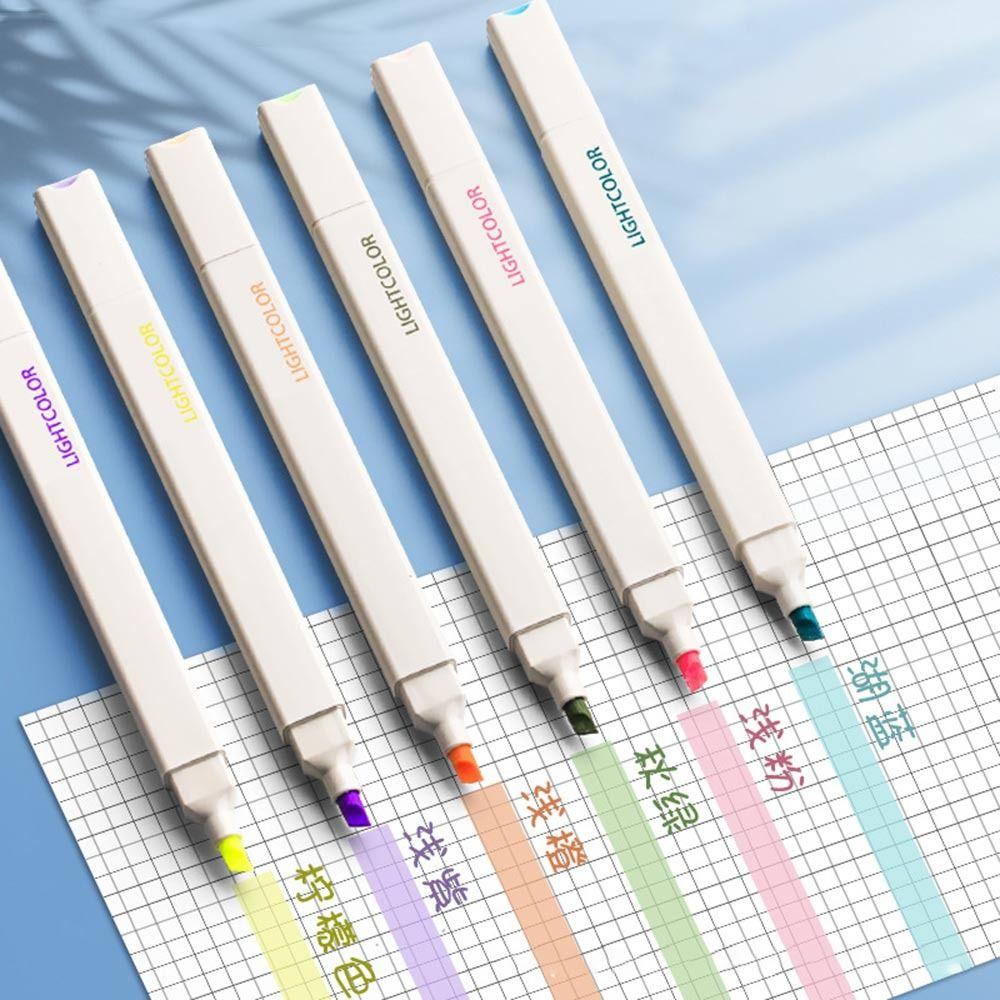 6Pcs/Set Soft Tip Pastel Highlighters Double Headed Hand Account Pens  School Office Supplies