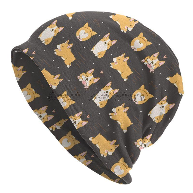 

Cute Corgi Dog Beanie Hat Adults Knitted Cap Soft Stretchy Knit Chemo Hat for Men Women Soft Warm Winter Hat Headwear