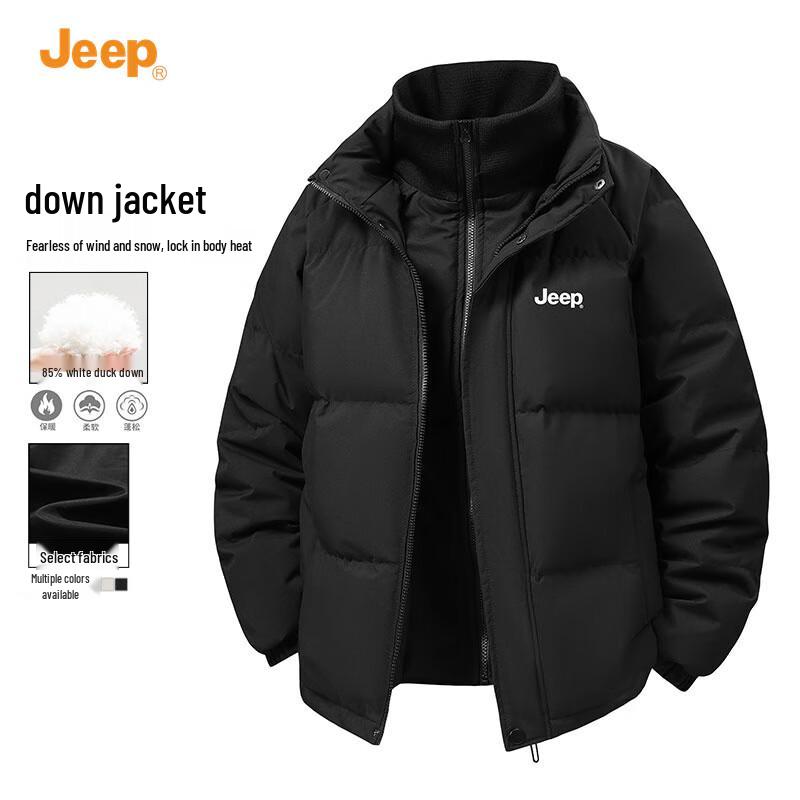 JEEP Men s Casual Stand-up Collar Down Jacket XL чёрный