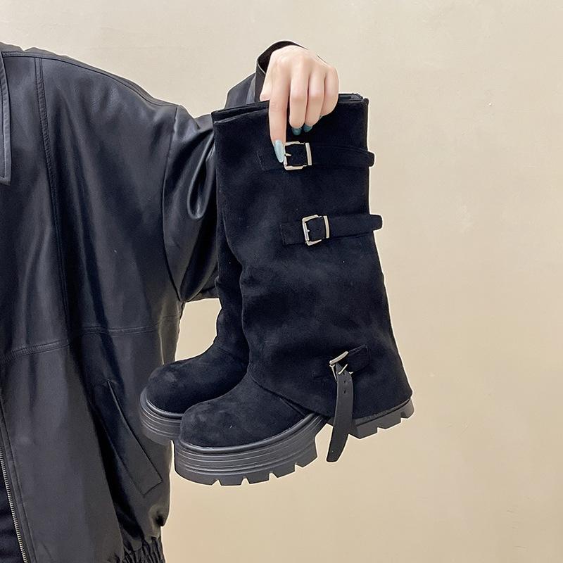 New Chinese small man Western retro thick-soled belt buckle autumn and winter design sense fashion knight versatile Martin boots