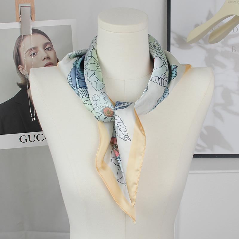 

68Cm Geometric Floral Scarf Polyester Fiber For All Seasons Scarf For Women Fashionable And Versatile Neck Gaiter Shawl Hijab