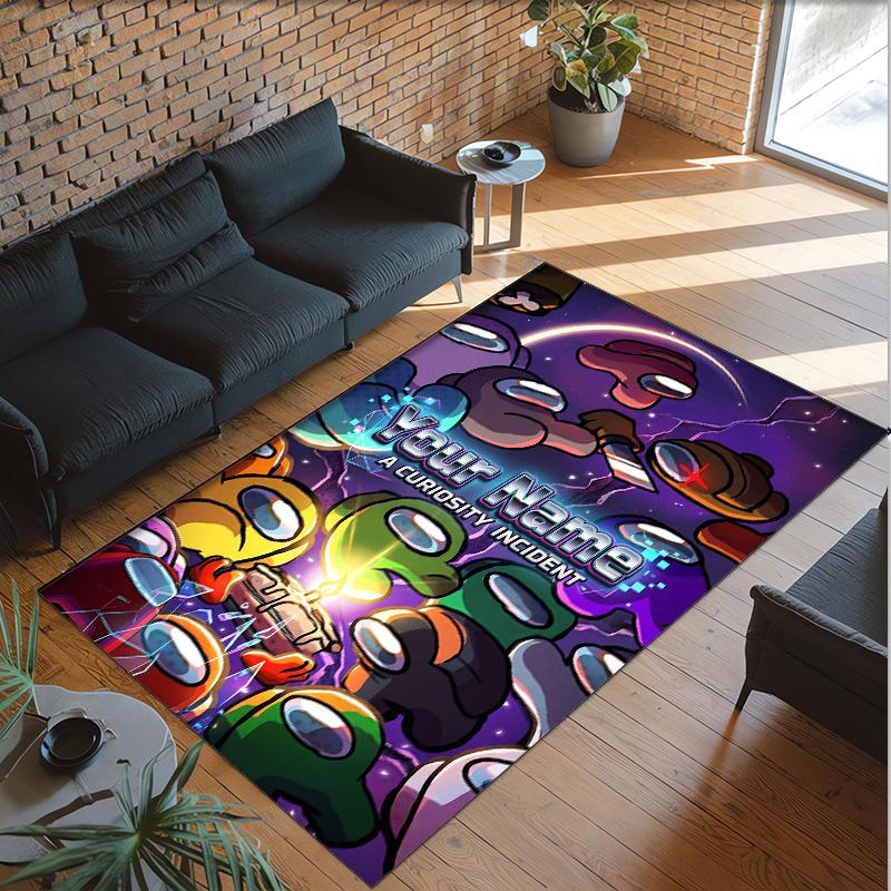 Personalized Crystal Velvet Carpet Custom Name Text,Among Us Anti Slip Area Rug For Home Decoration