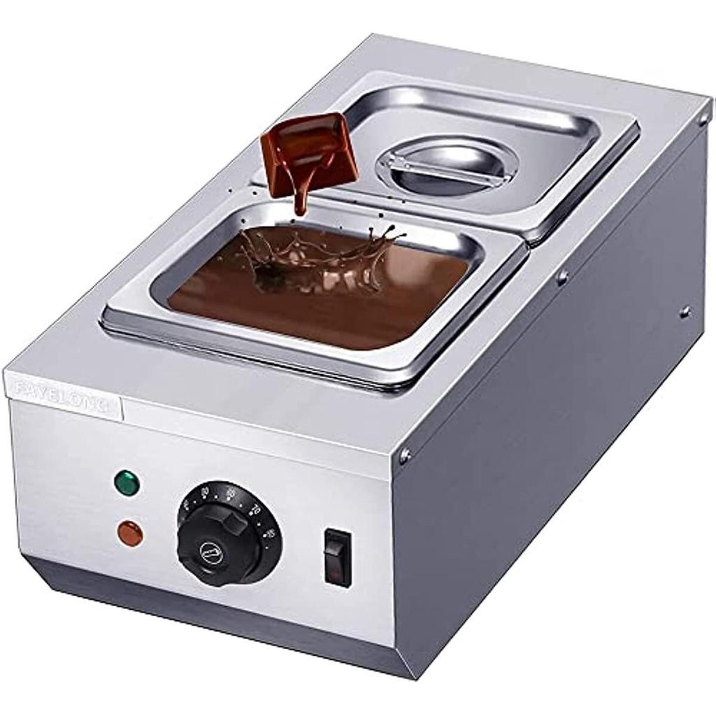 Máquina de Temperar Chocolate 600W Panela de Derretimento Aquecedor Elétrico Automático de Chocolate 2 Tanques Aço Inoxidável Aquecedor de Líquidos