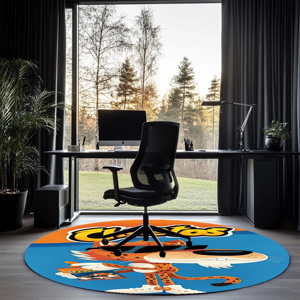Cheetos Printed Round Rug Carpet Chair Rug Area Rug Entryway Doormats,for Office Chair Living Room Bedroom Kitchen Room.