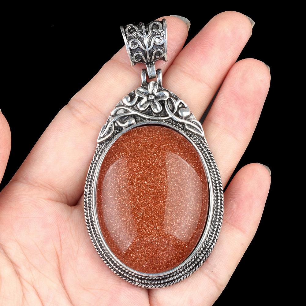 ET of gemtone crystal agate semi-precious stone alloy inlaid gemstone pendant, jewelry