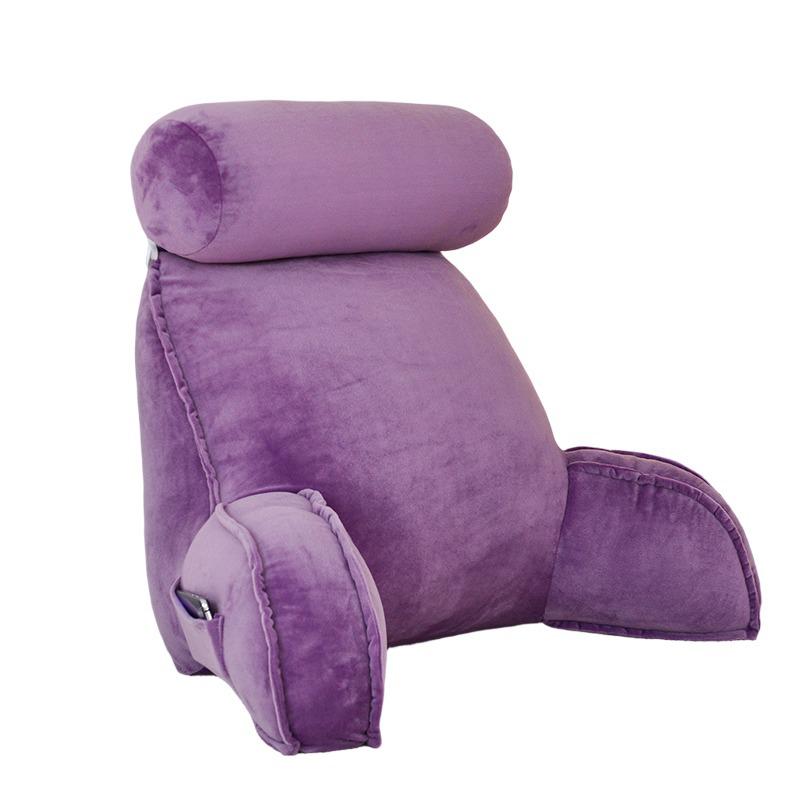 

Removable & Washable Bedhead Cushion with Armrests - Office Lumbar Support & Reading Pillow with PP Cotton. 75*40*55CM with Armrests and Round Pillow
