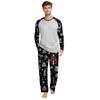 Men's Printed Round Neck Top Casual Comfortable Long-Sleeved Pants Pajama Set