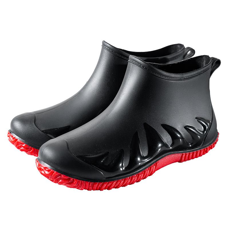 Water Shoes Men's Rain Shoes Men's Low-top Rain-proof Short Tube Non-slip Rain Boots Velvet Cotton Water Boots Work Rubber Shoes