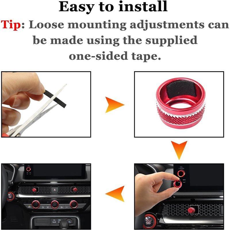 Reliable-For Honda Civic -2026,For CRV -2026 9Pcs Air Conditioning Knob Cover Start/Stop Button Ring Accessories