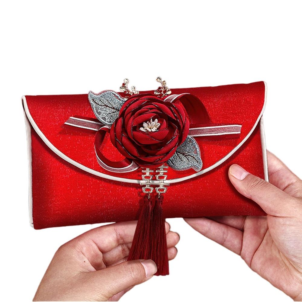 Spring Festival Brocade Red Envelope New Year Blessing Words New Year Money Bag  Lady Girls Women