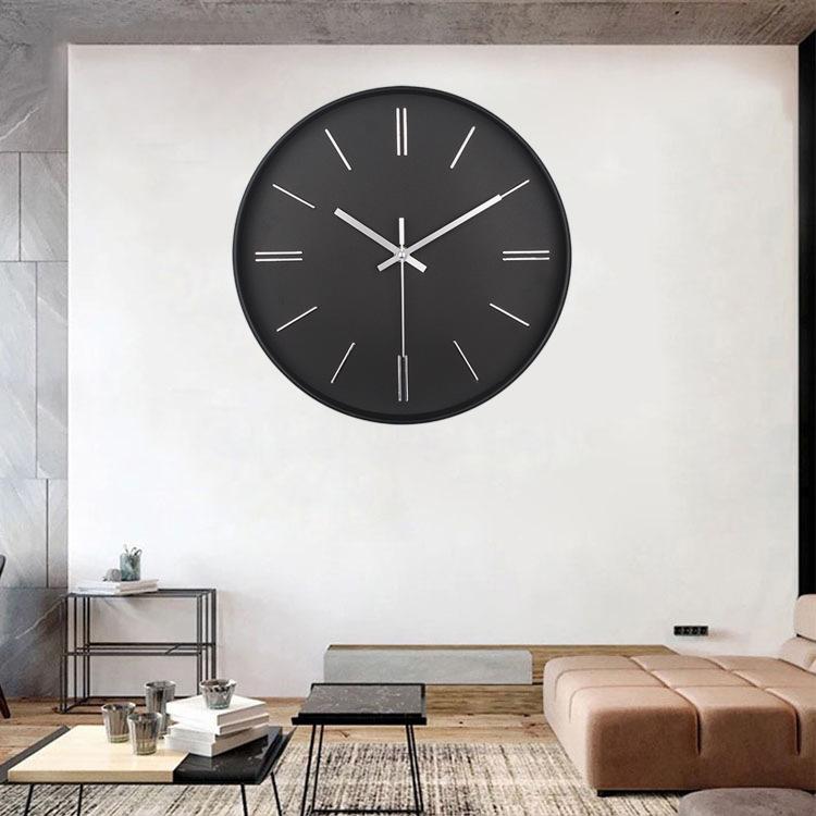 Round Ins Style Electronic Wall Clock Modern Fashion Silent Quartz Clock Personalized Creative Home Solid Color Clock