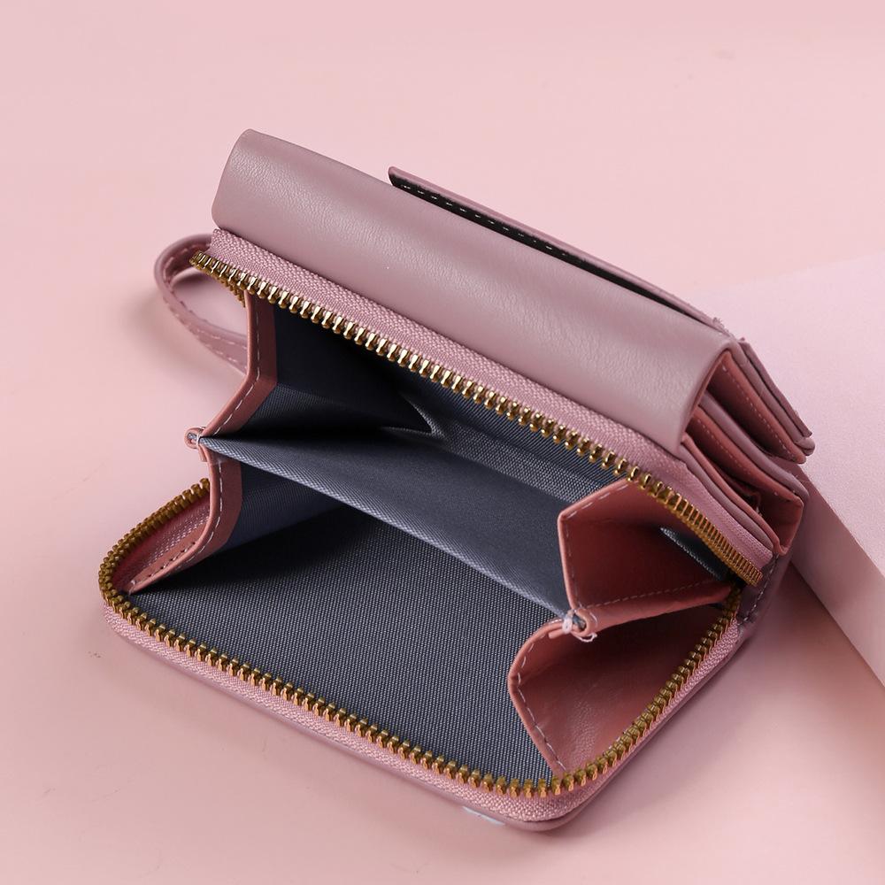 Waterproof Triple Fold Wallet PU Leather Mini Coin Pouch Fashion Simplified Purse Work