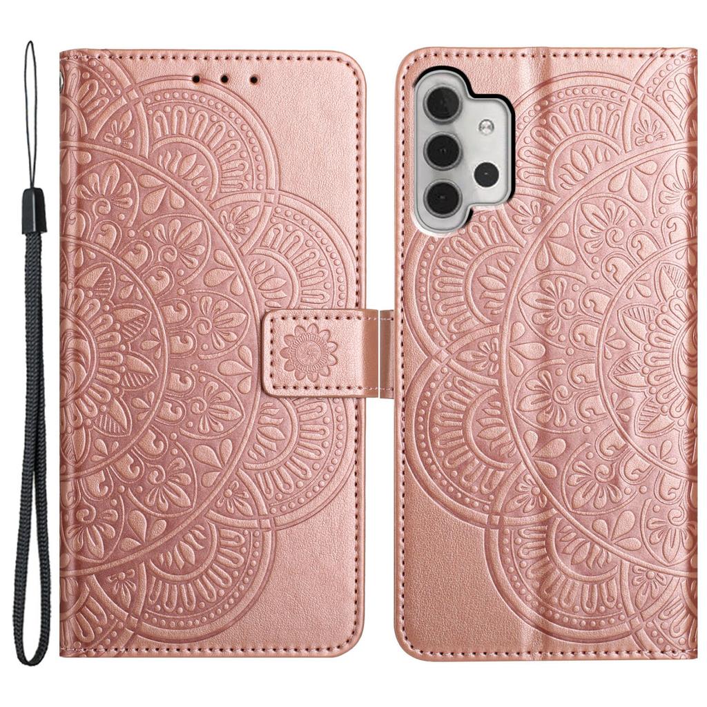 For Samsung Galaxy A13 4G Phone Case PU Leather Folio Flip Wallet Cover with Strap