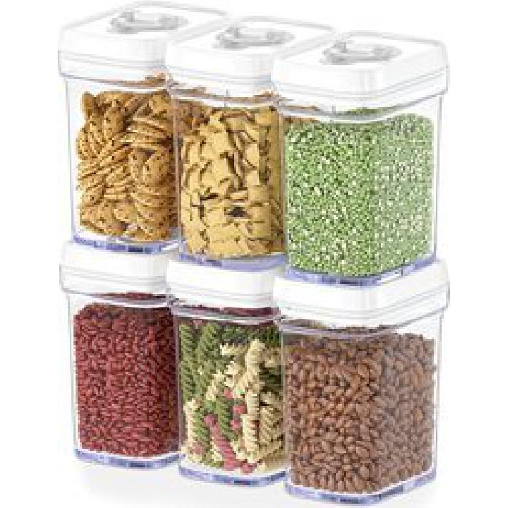 

6Pack Food Grade Clear Plastic Airtight Stackable Clear Kitchen Organization Food Storage Containers Box