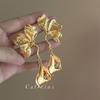 Stylish Irregular Three-Layer C-Shaped Earrings: European & American Metal Fashion Studs with a Luxurious High-End Appeal