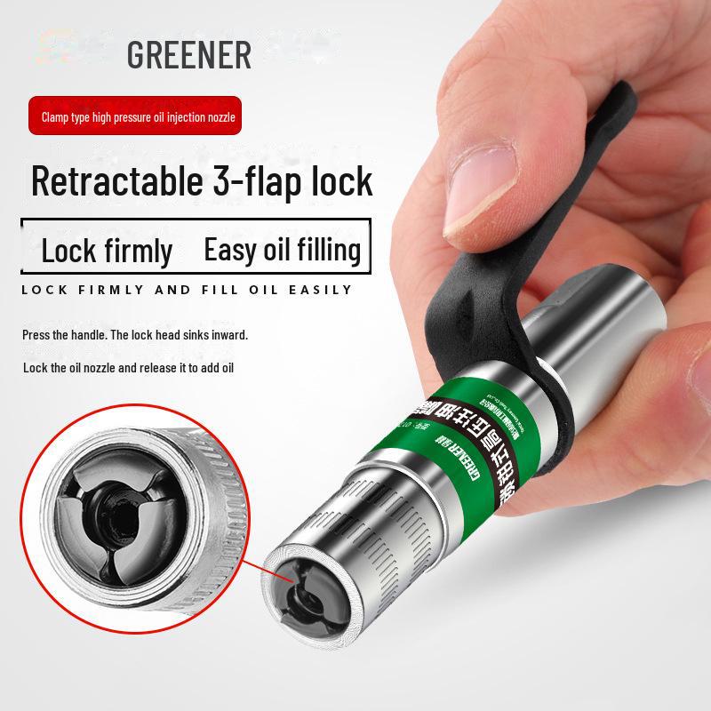 Green Forest High-Pressure Self-Locking Grease Gun Nozzle with Manual Lock Pliers