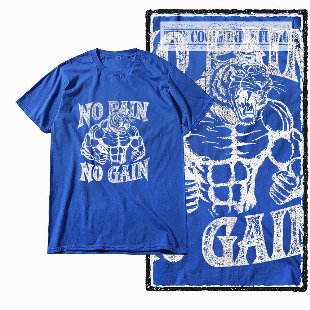 Coolmind Z1063 100% Cotton no pain no gain tiger Exclusive Graphic Men T shirt Cotton men tshirt for men tee shirt